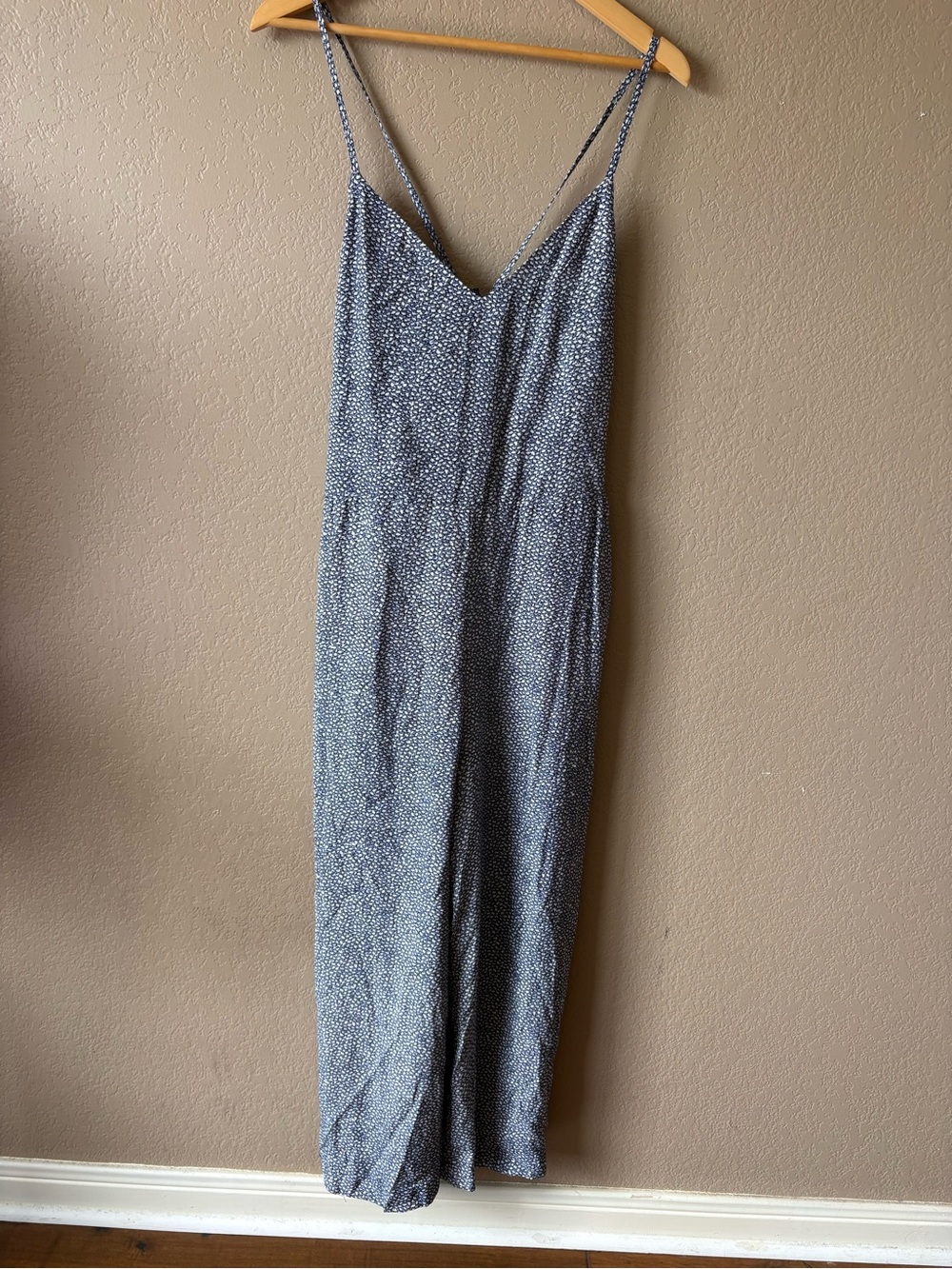 Gap Women's Jumpsuit Floral Blue Adj Straps Wide Leg Crop Pockets SZ 10 NWT